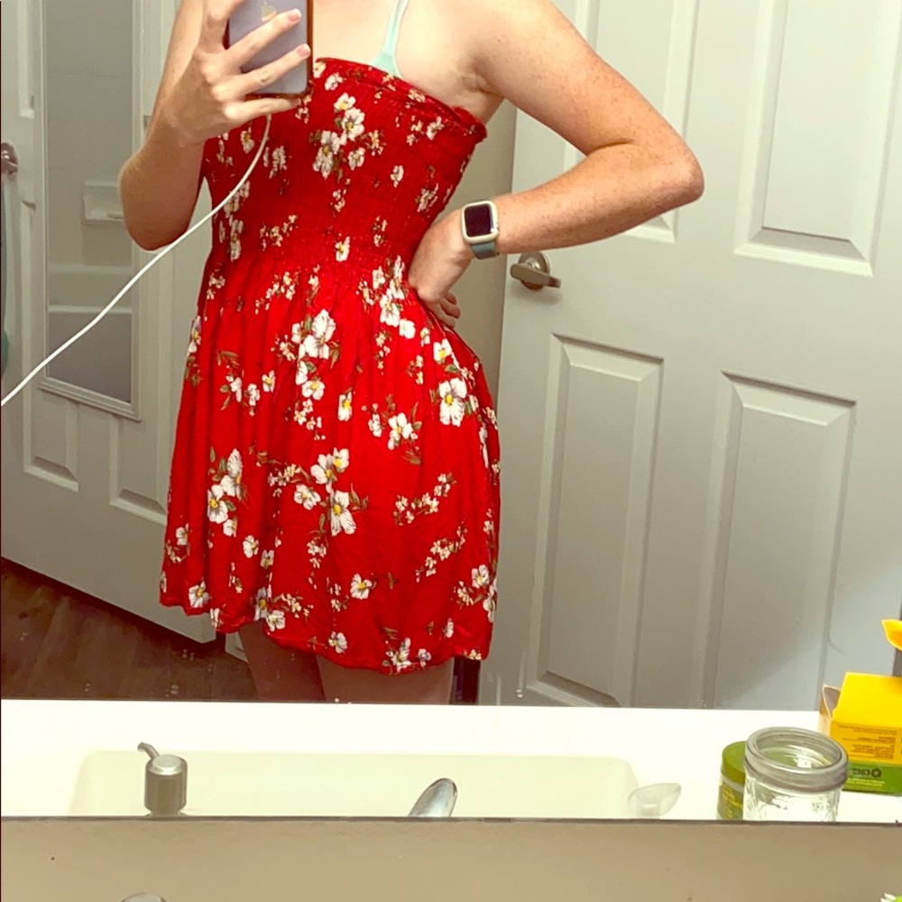 Red floral dress